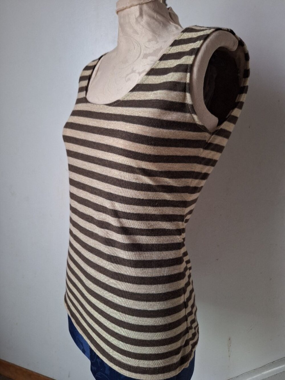 Disco Date Party Night Striped Sparkle Tank Brown Golden